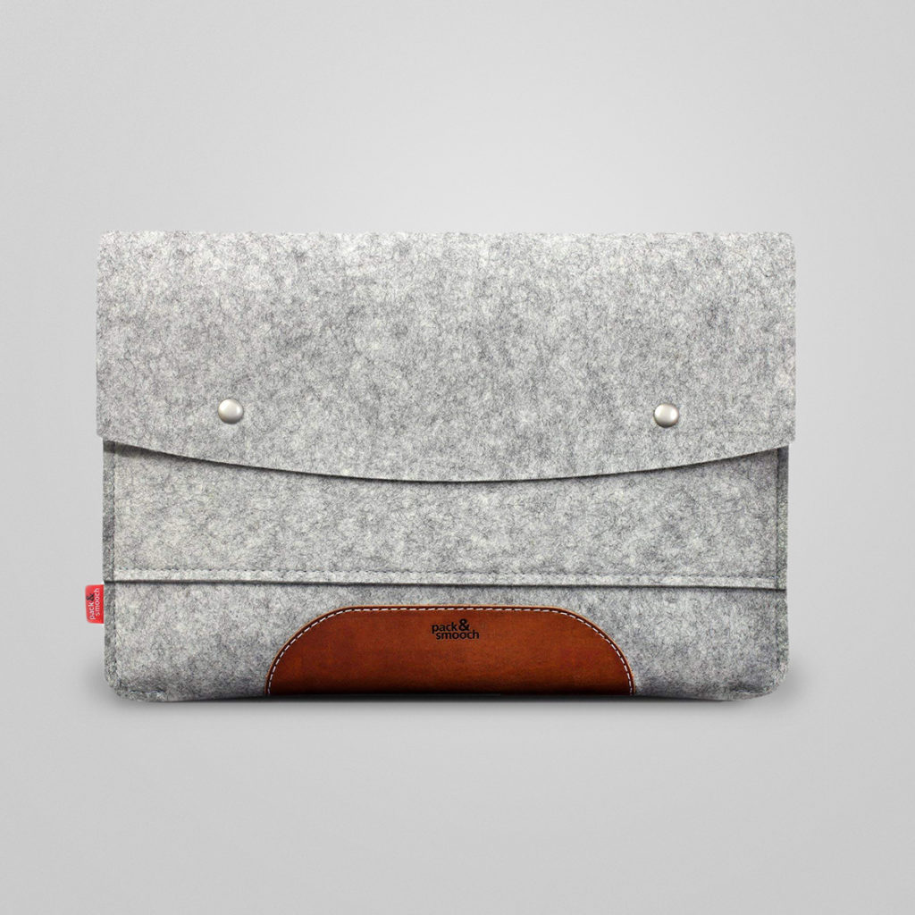 Laptop-Tasche von pack & smooch, 100% Merino Wollfilz, pflanzlich gegerbtes Leder - ein absoluter Hingucker und verlässlicher Begleiter. Handmade in Germany. Details & Bestellung